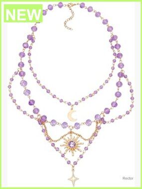 Layered Crystal Beaded Sun Choker Necklace Renaissance Fairy Faire Cosplay